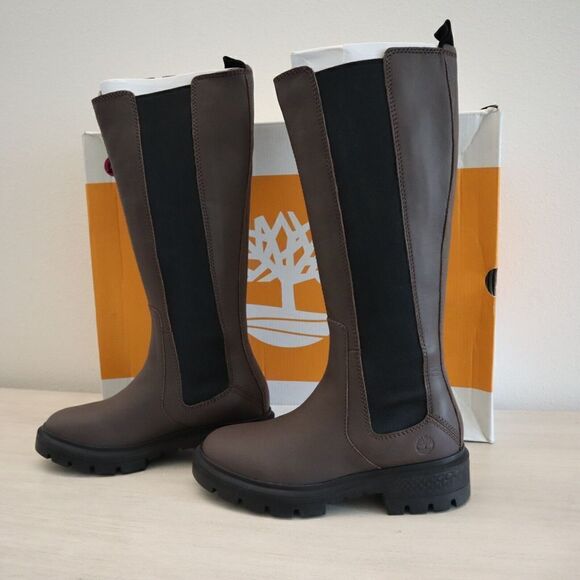 Timberland Women Sz 6M Dk Brown Full Grain Leather Cortina Valley Tall Boot - Picture 2 of 10